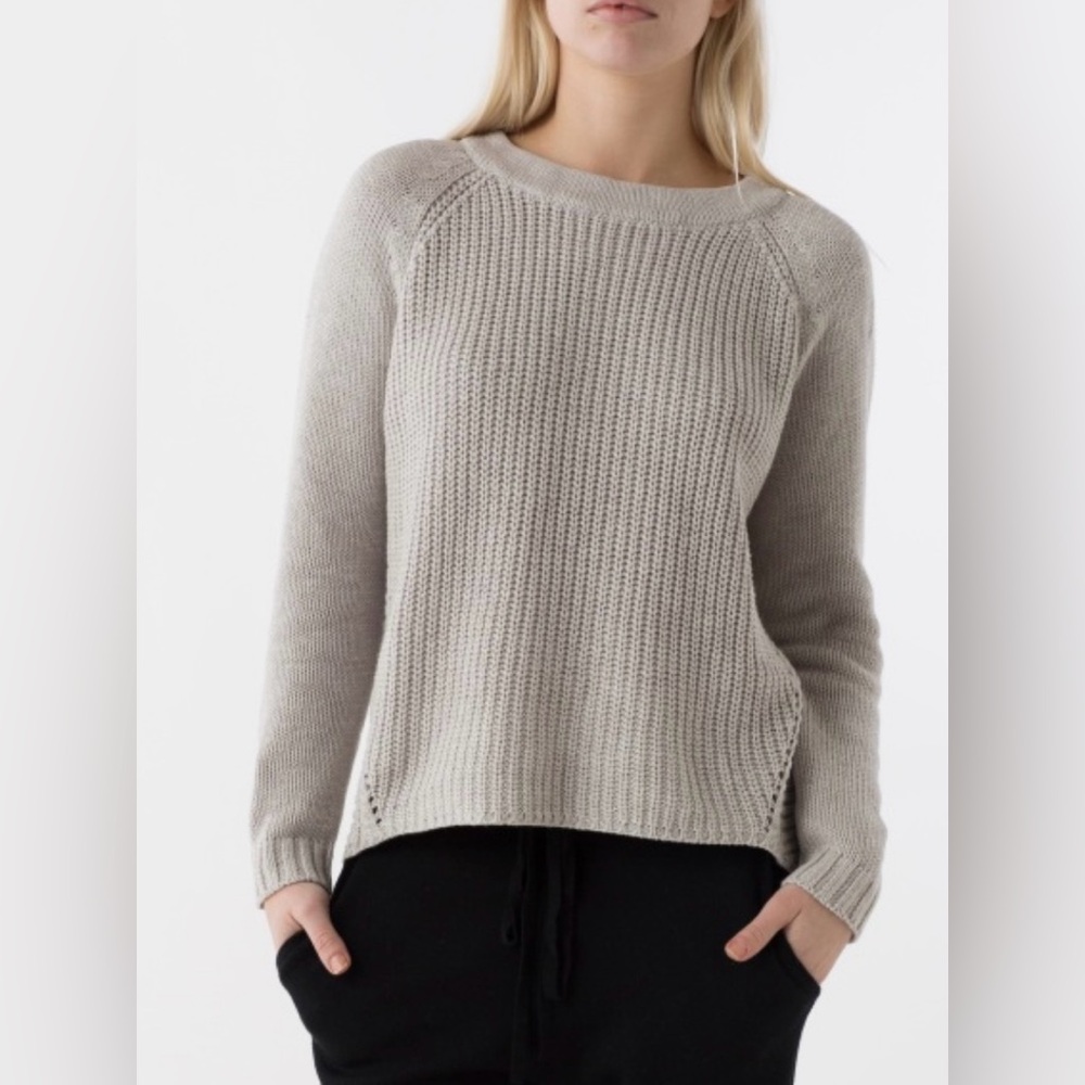 Margaret O'Leary Light Grey Fisherman’s Crew Neck Sweater Women’s Size L